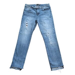 Kut From The Kloth Reese Ankle Straight Leg Step Raw Hem Medium Wash Jeans 4